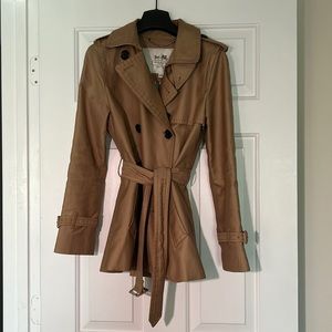 Gently used brown Coach trench coat in XS